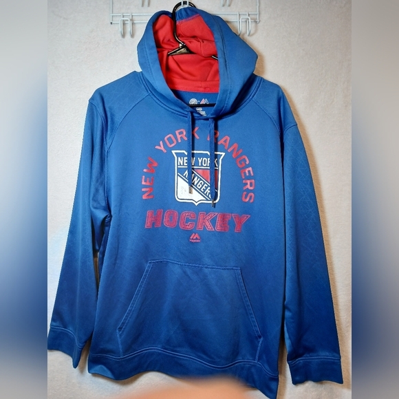Majestic NHL New York Rangers Hockey Hoodie Sweater  Mens Tall Large - Picture 1 of 7